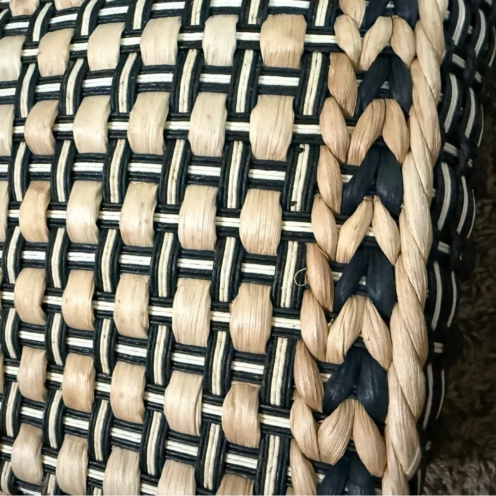 Elegant Woven Tote Bag - Black and Tan